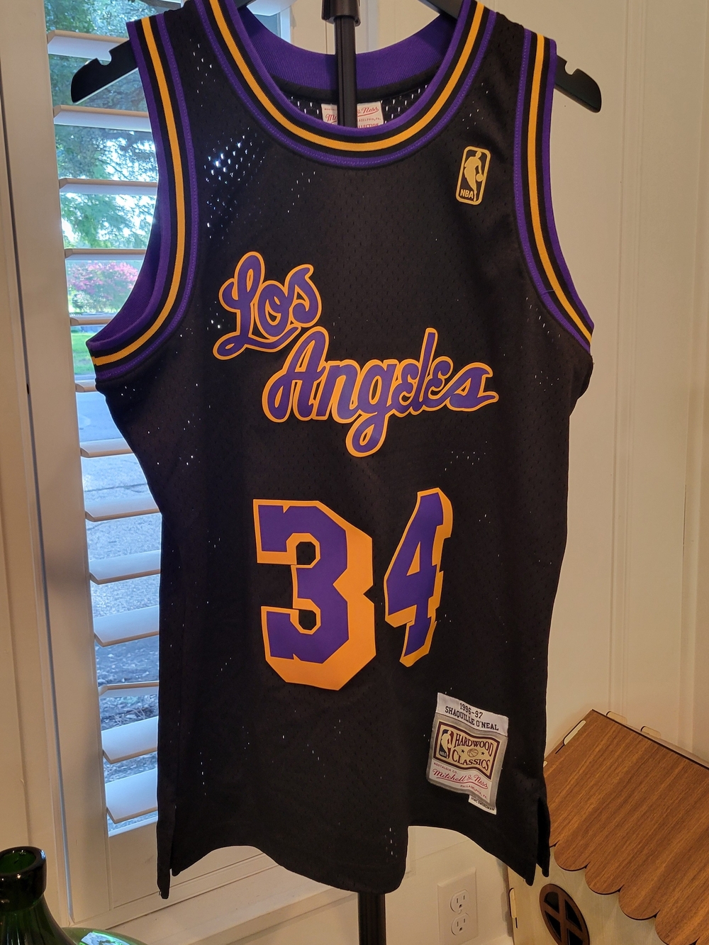 Los Angeles #34 Black Basketball Jersey with Purple & Gold Trim